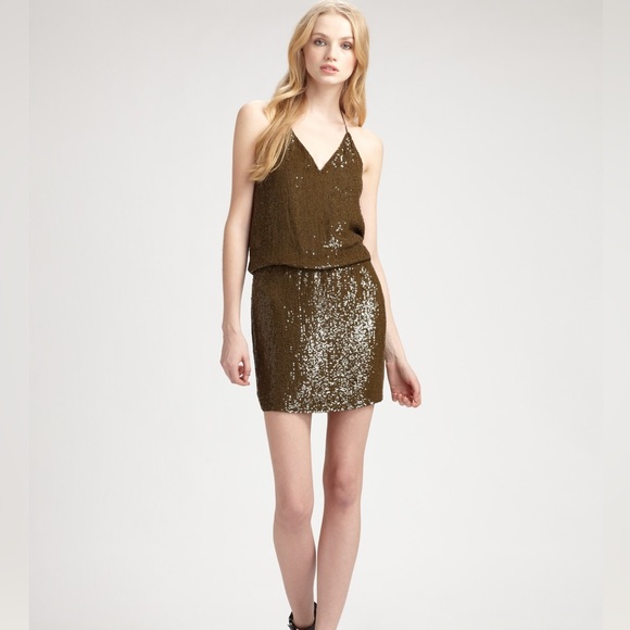 haute hippie green sequin dress NWT Haute Hippie Sequin Slip Dress in Green